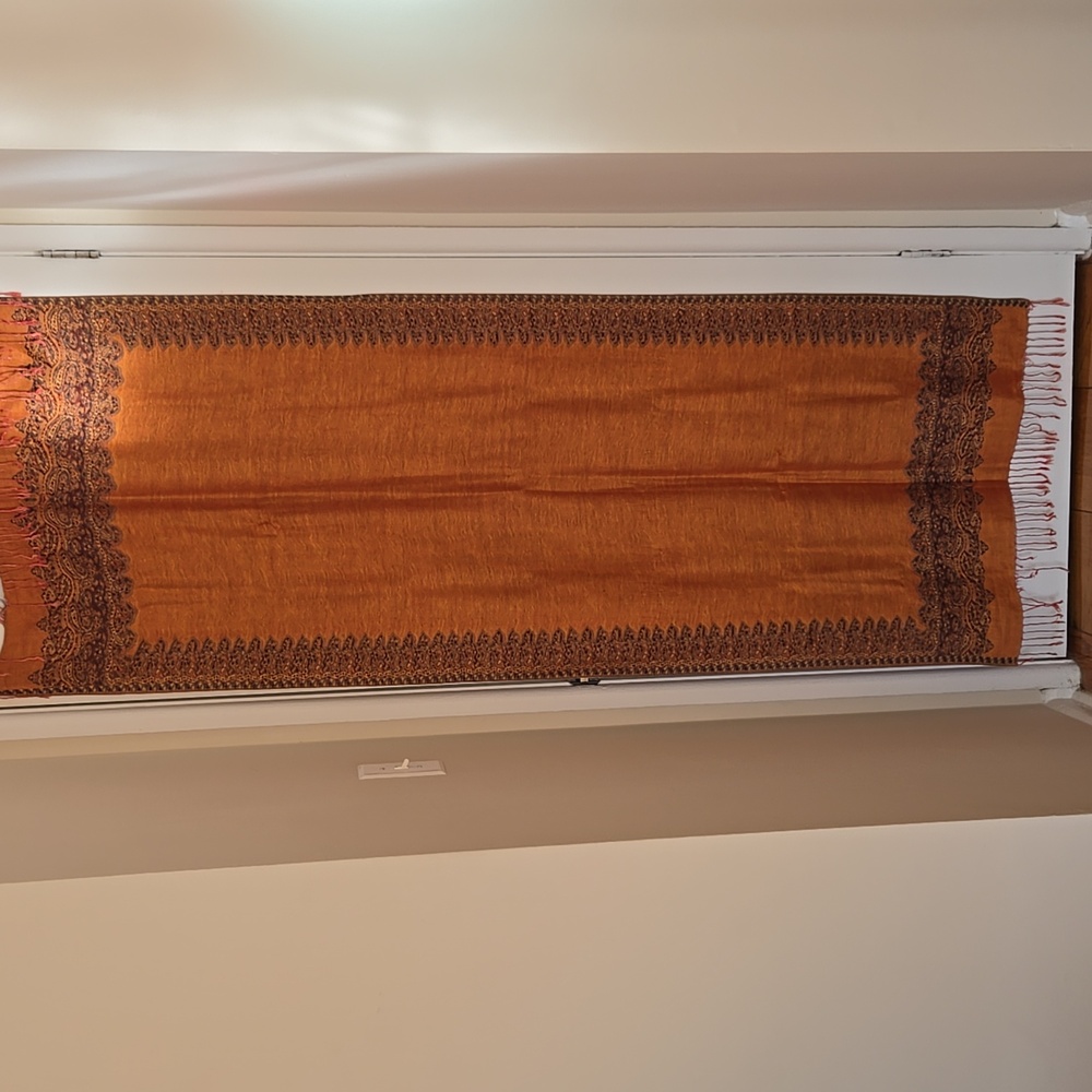 ๐งกโจ Burnt Orange Paisley Pashmina Shawl Wrap Fringe Scarf Reversible 27x77 - Picture 9 of 16